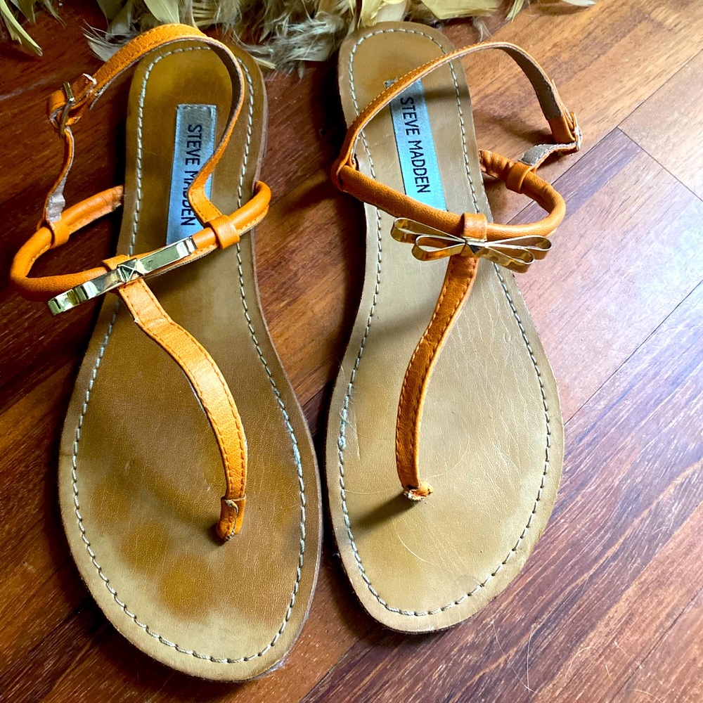Steve Madden Orange Sandal with Gold Bow